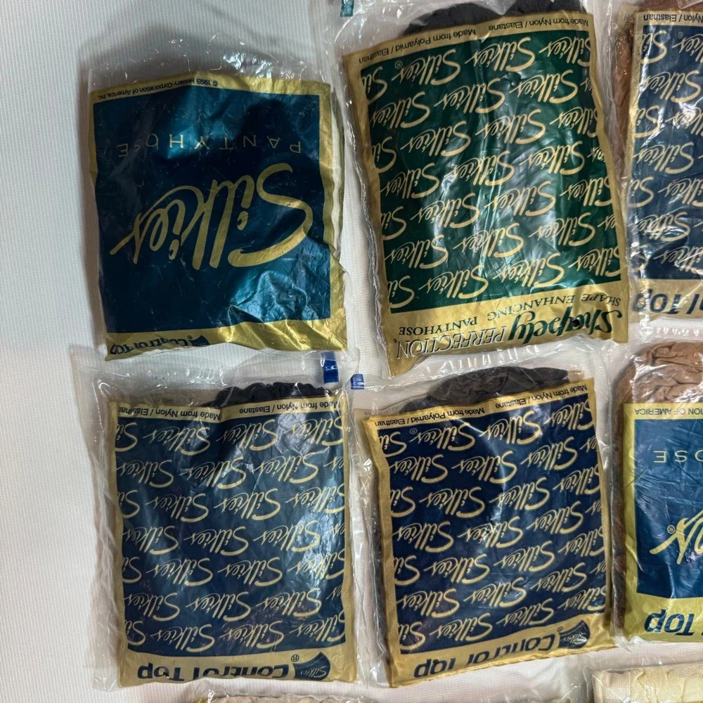 Vintage New Silkies Control Top Pantyhose Lot Nude Black White Navy Small‎ Vtg